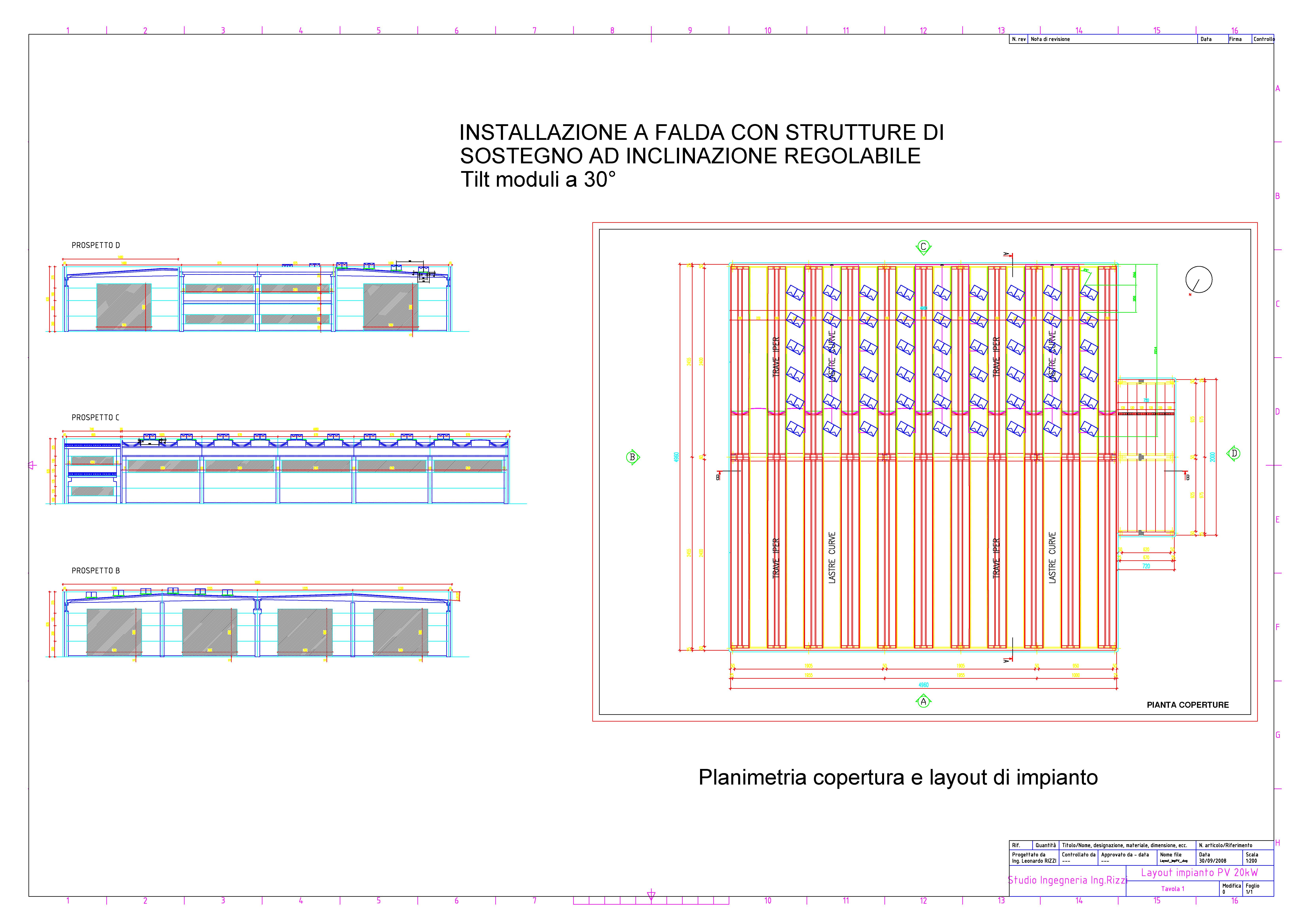 Layout impianto PV con tilt a 30°
